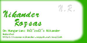 nikander rozsas business card